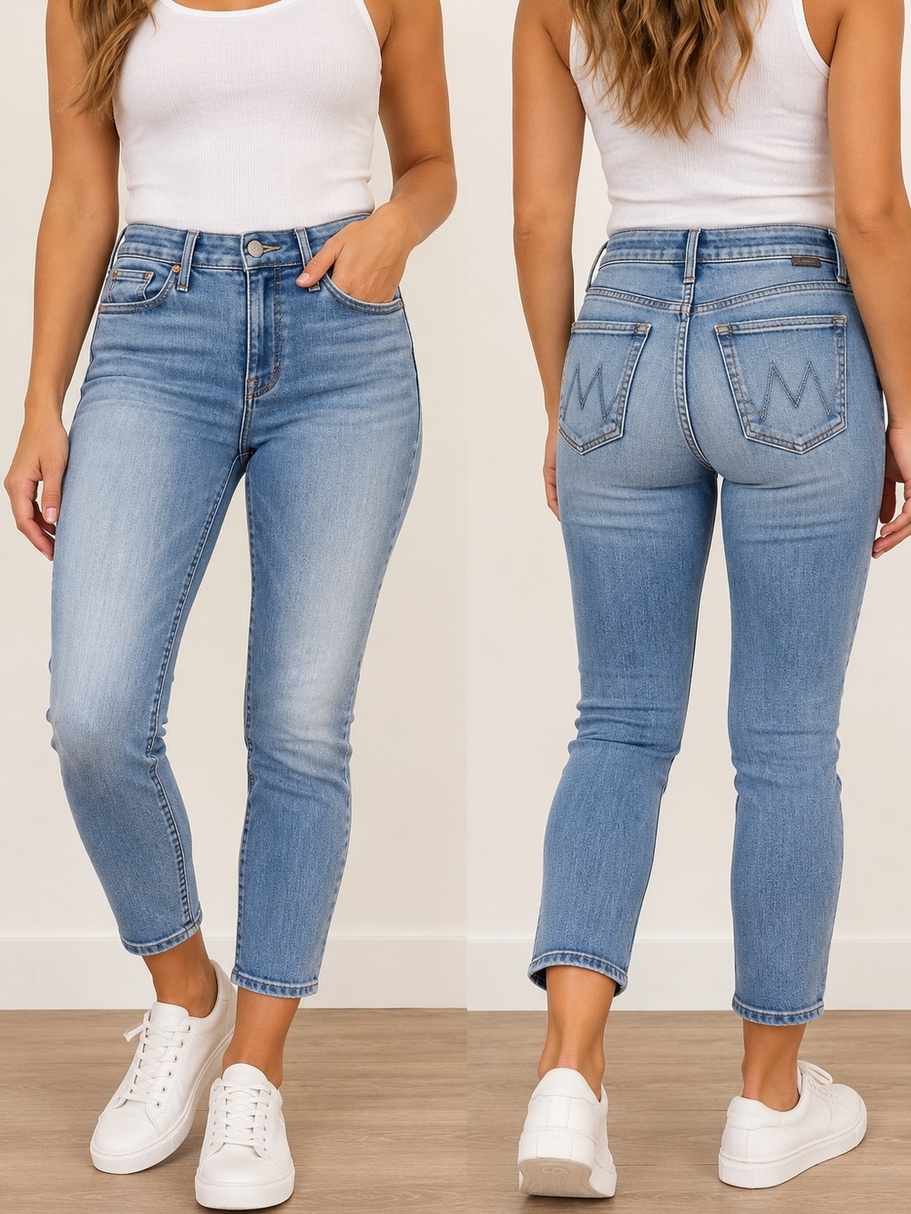 MOTHER The Looker Crop Jeans Size 25 Light Wash Skinny Ankle Denim